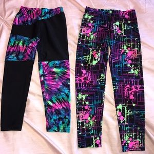 Pattern tie dye nylon toddler girls neon leggings